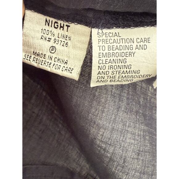 Night Womens 10 Boxy Sleeveless 100% Linen Tank Old Money Lagenlook Quiet Luxury - Picture 5 of 6